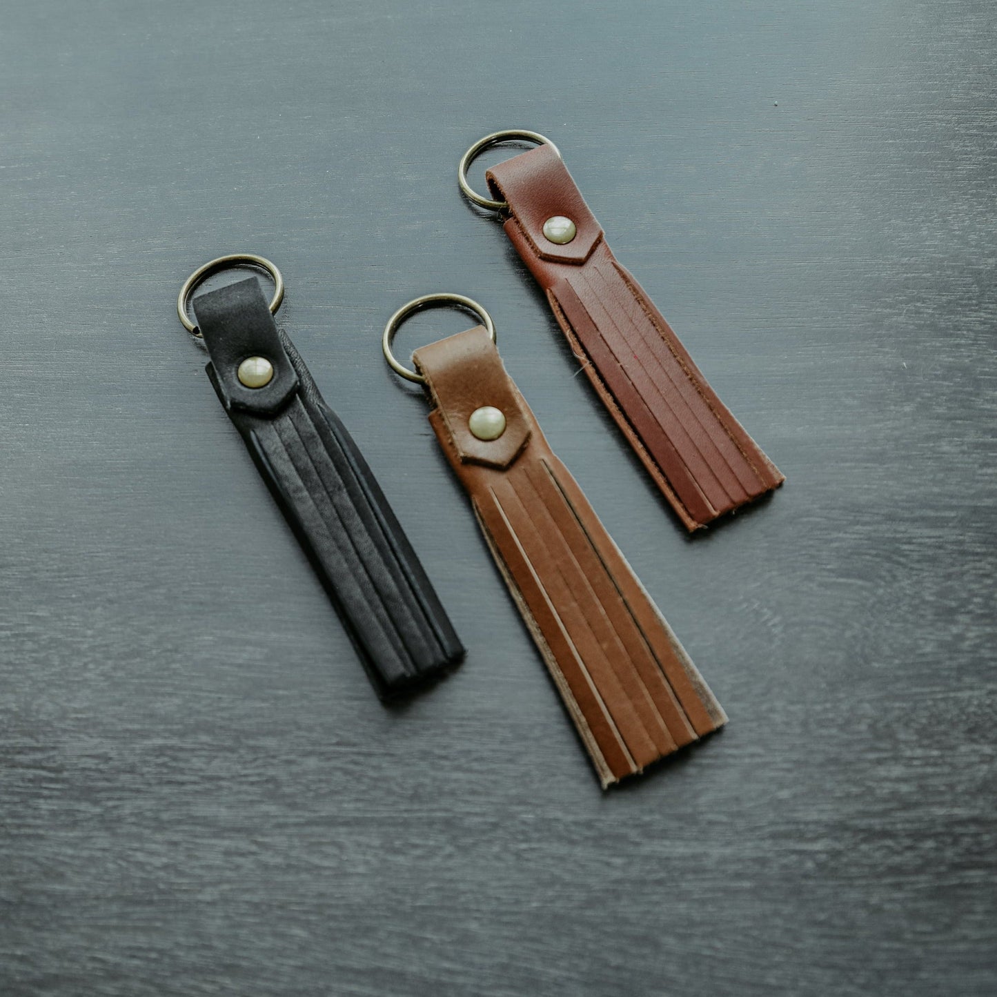 Full Grain Leather Tassel Keychain