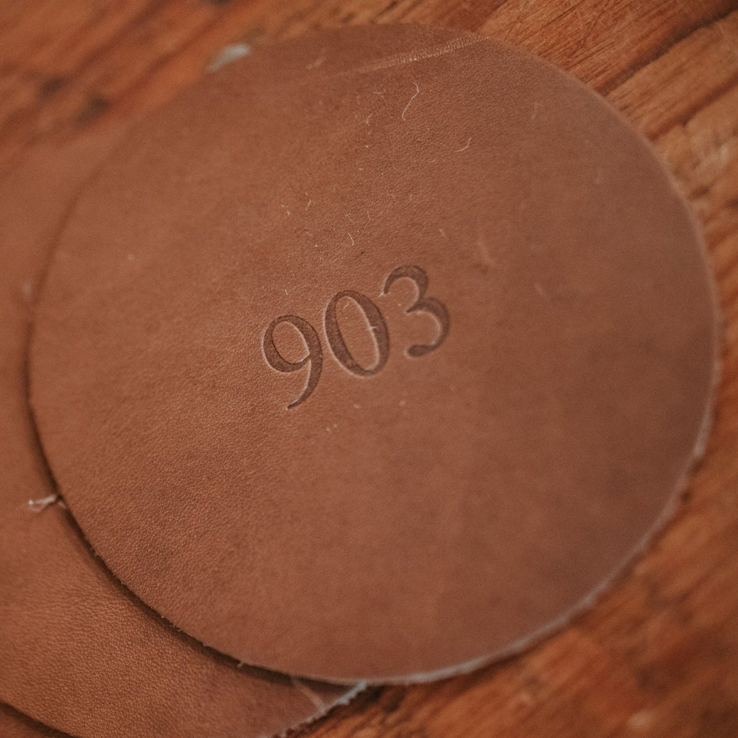 Leather 903 Area Code Coasters – Set of 4