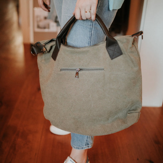 Canvas & Faux Leather Everyday Tote