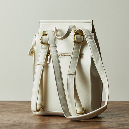 Convertible Leather Backpack โ Coconut Cream
