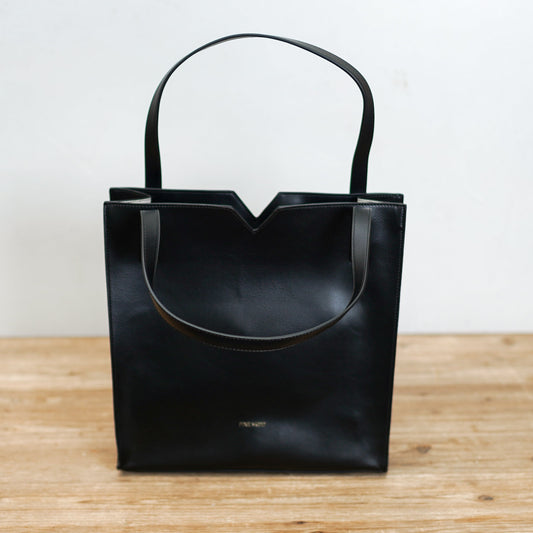 Leather Tote & Clutch Set – Black
