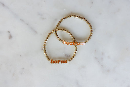 “Hook ’Em Horns” Gold Beaded Bracelet Set