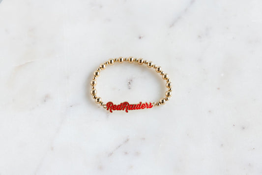 Red Raiders Gold Beaded Bracelet
