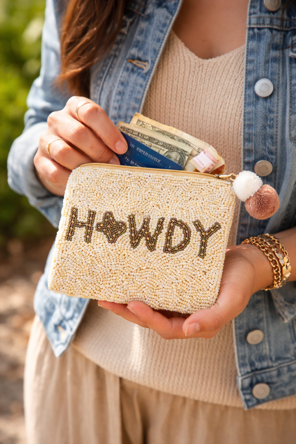 "Howdy" Beaded Coin Pouch