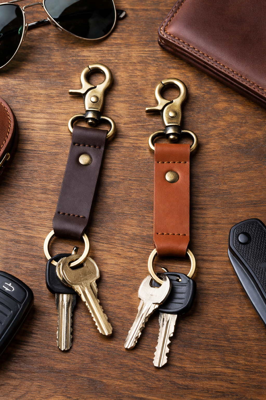 Leather & Metal Keychain – Smallwoods