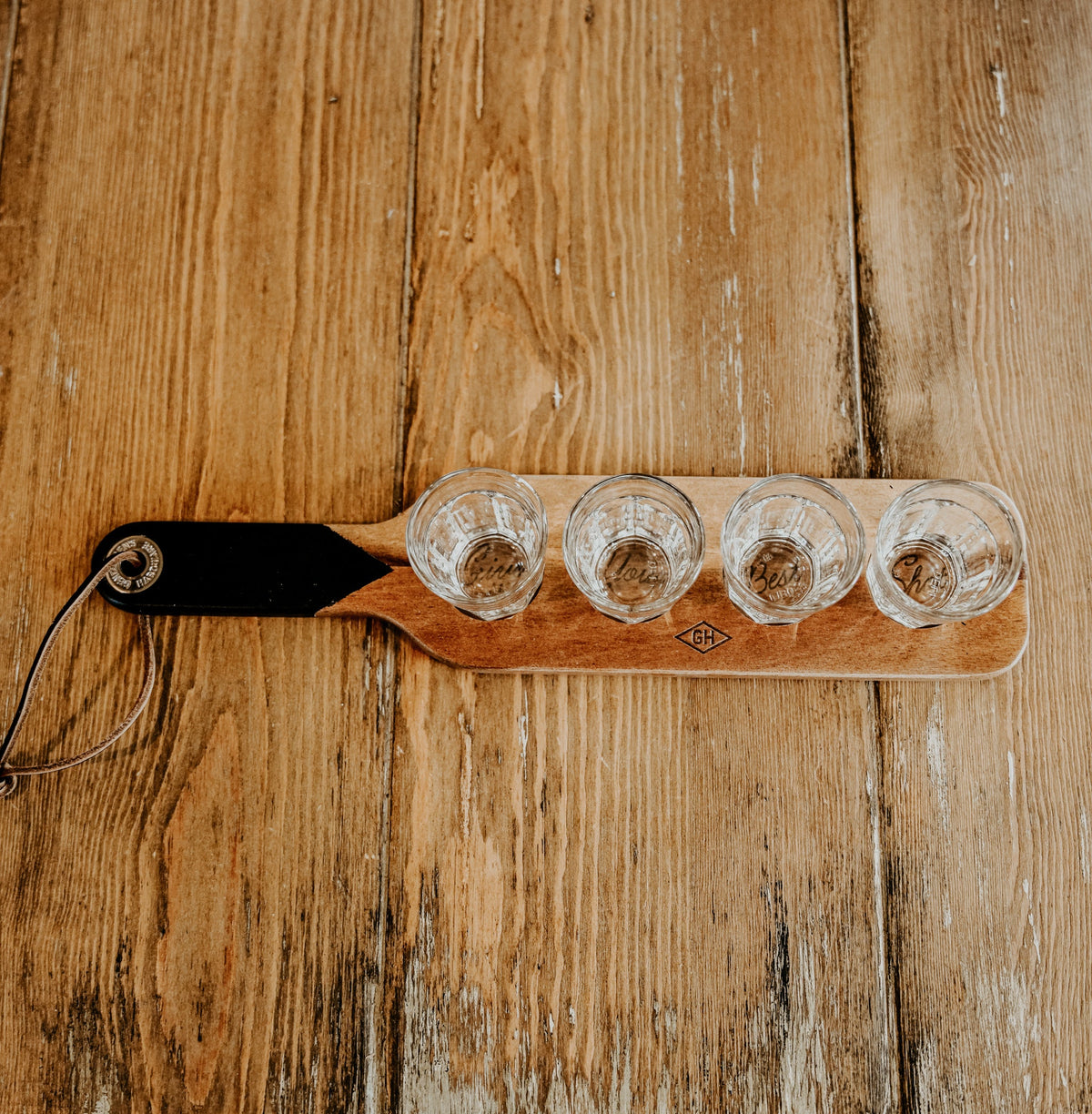 Serving Paddle & Shot Glasses