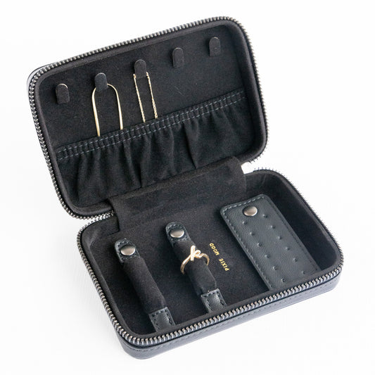 Two-Tone Vegan Leather Travel Jewelry Case