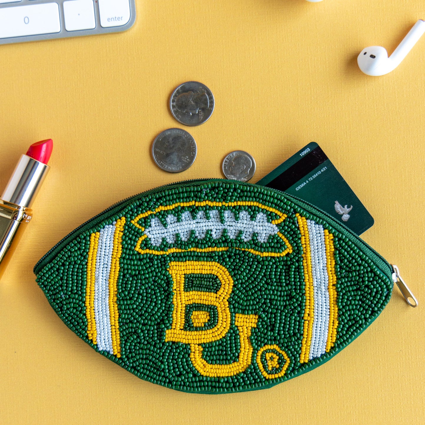 Beaded College Coin Pouch