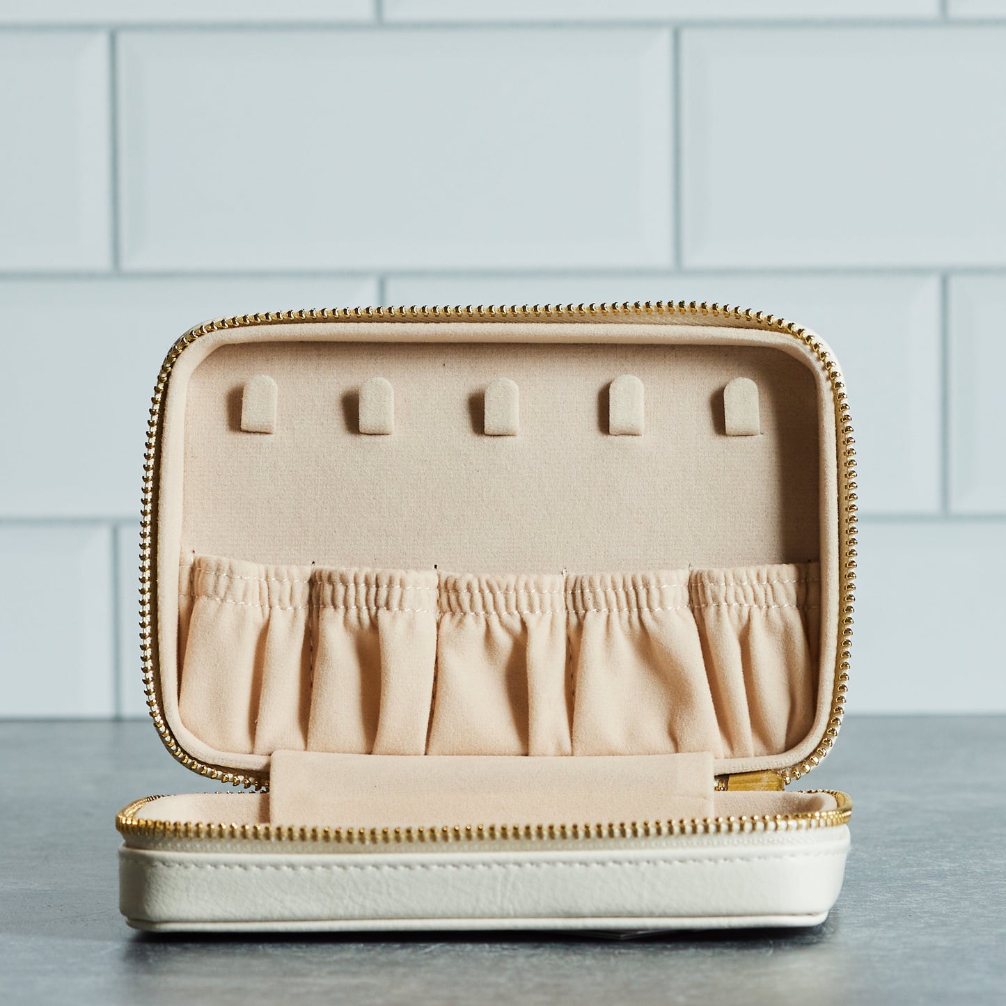 Two-Tone Vegan Leather Travel Jewelry Case