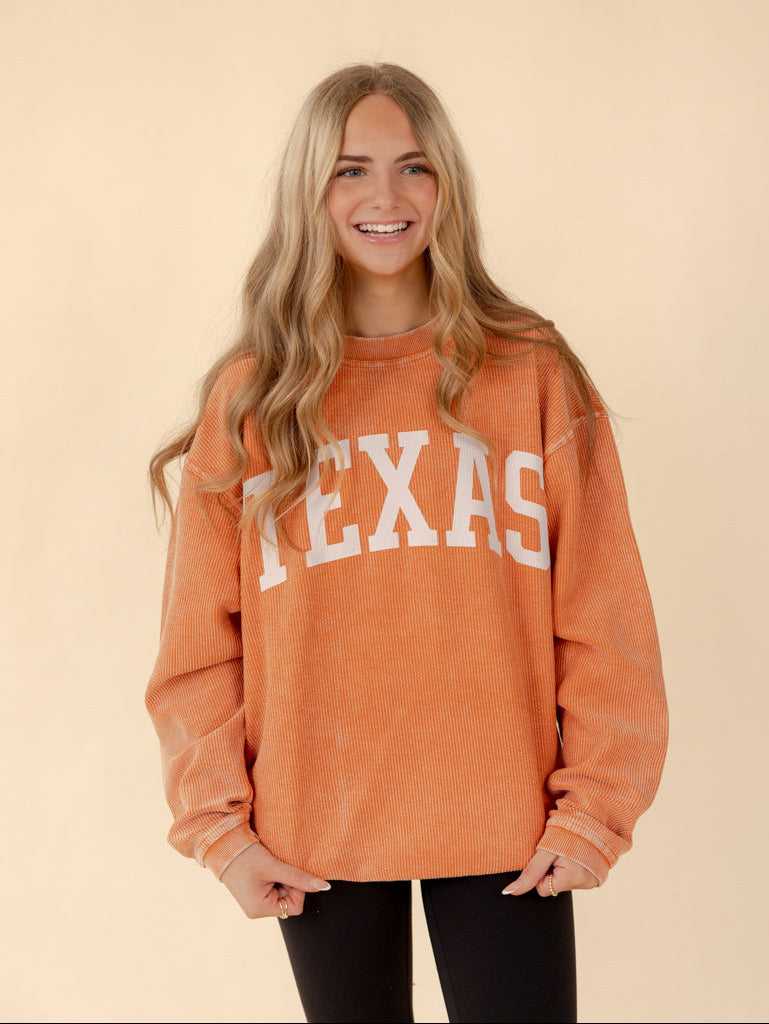 Texas Vintage Wash Corded Crewneck