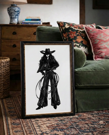 No Slack cowgirl framed art