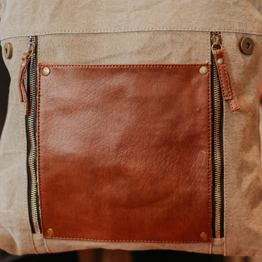 Up-Cycled Canvas & Faux Leather Tote