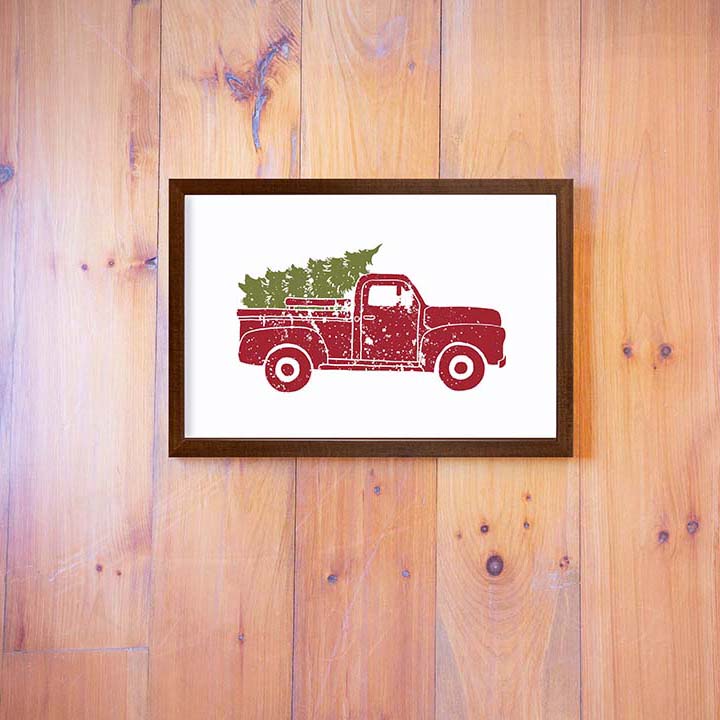 Red Truck Christmas Sign