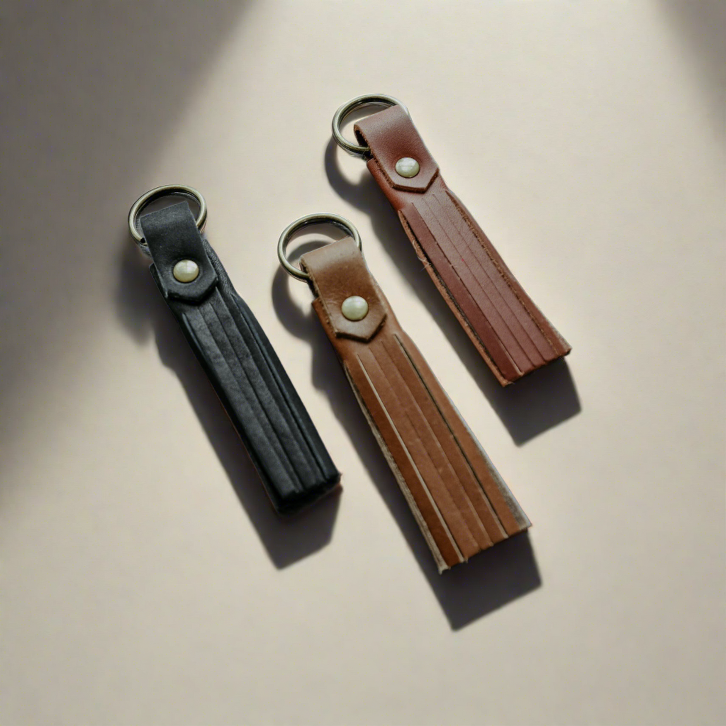 Full Grain Leather Tassel Keychain