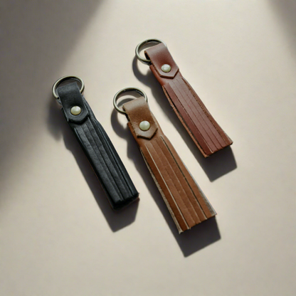 Full Grain Leather Tassel Keychain