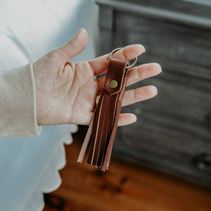 Full Grain Leather Tassel Keychain