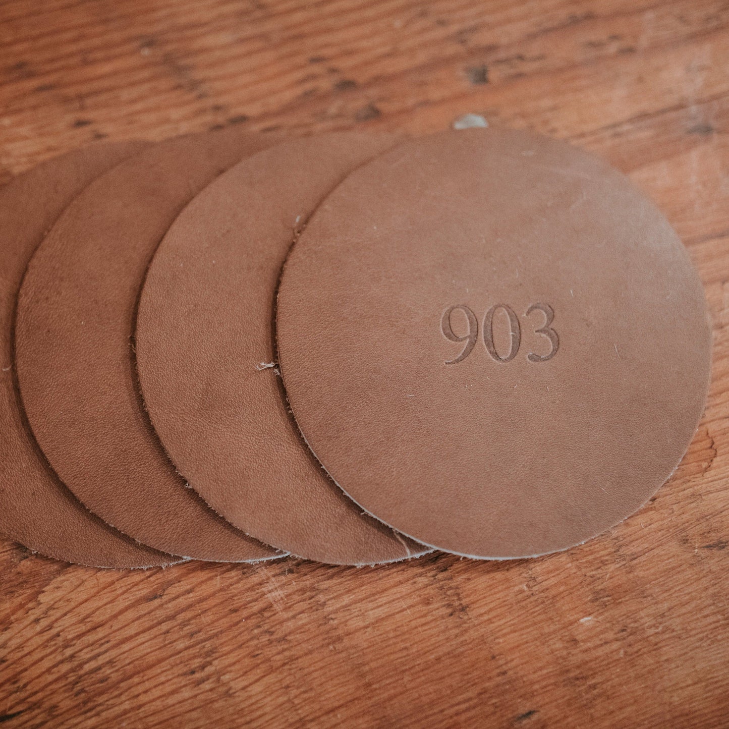 Leather 903 Area Code Coasters – Set of 4