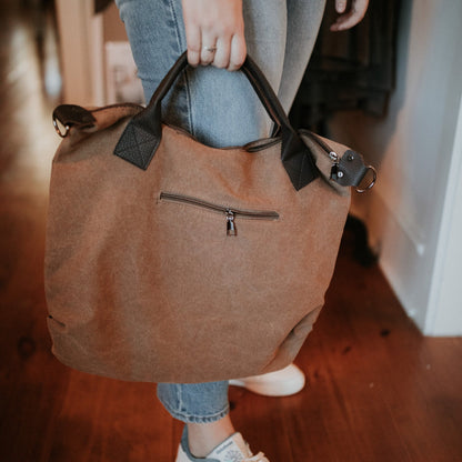 Canvas & Faux Leather Everyday Tote