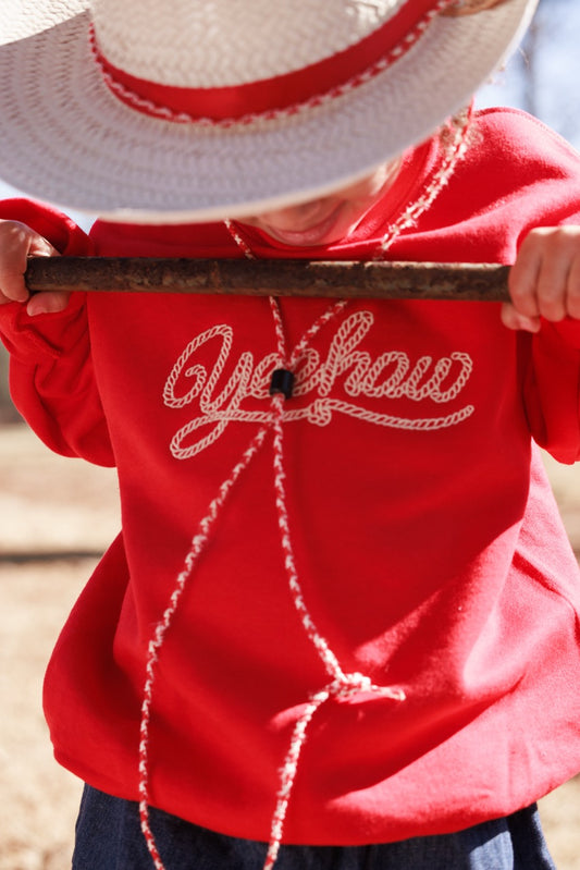 Yeehaw Sweatshirt - Red - Youth - Embroidered