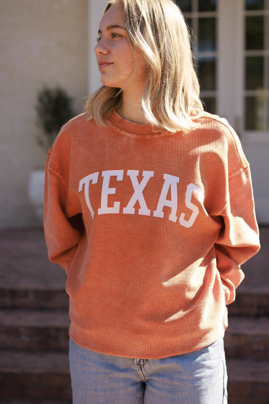 Texas Vintage Wash Corded Crewneck
