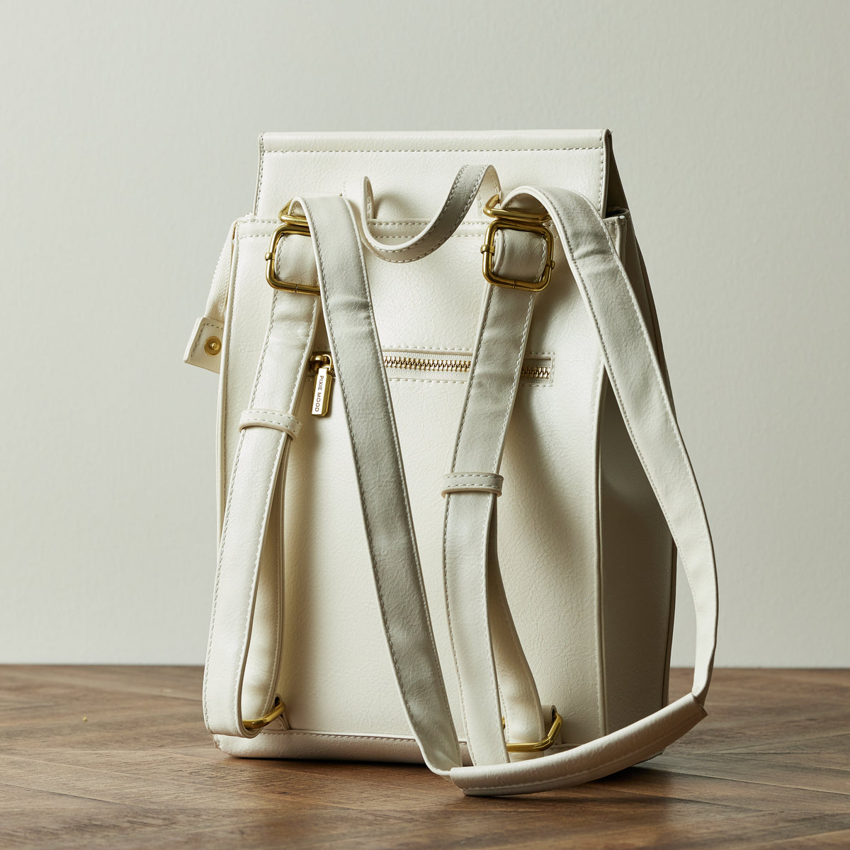Convertible Leather Backpack – Coconut Cream