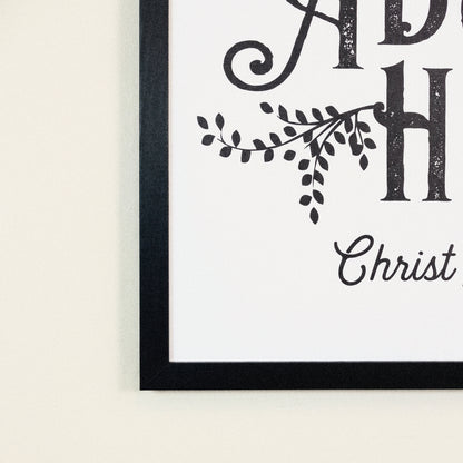 Adore Him framed art, Black frame, SQ, frame close-up