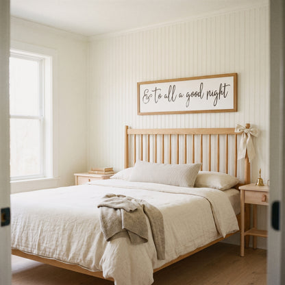 & To All a Goodnight framed art, Almond frame, L, lifestyle photo