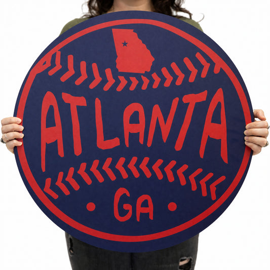 Atlanta Baseball Wood Wall Art