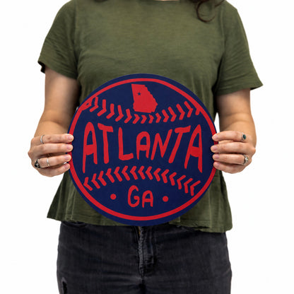 Atlanta Baseball Wood Wall Art