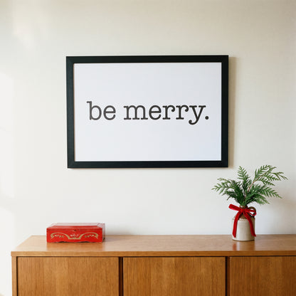 Be Merry Modern framed art, Black frame, M, styled room photo