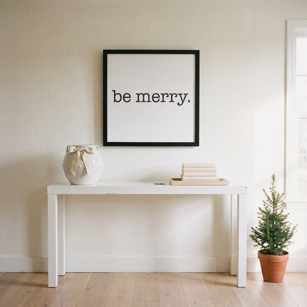 Be Merry Modern framed art, Black frame, SQ, lifestyle photo