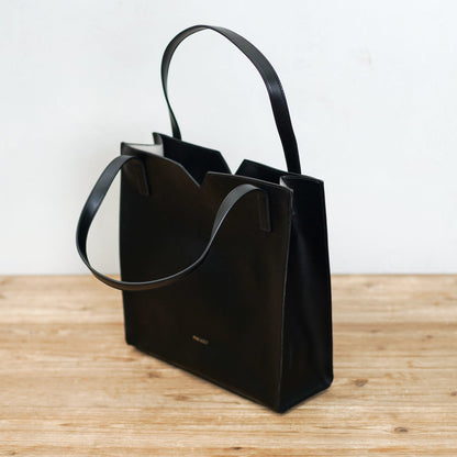 Leather Tote & Clutch Set – Black