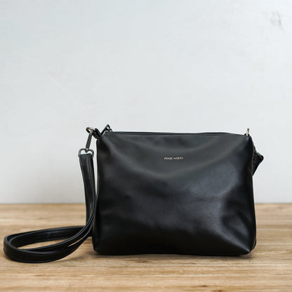 Leather Tote & Clutch Set – Black
