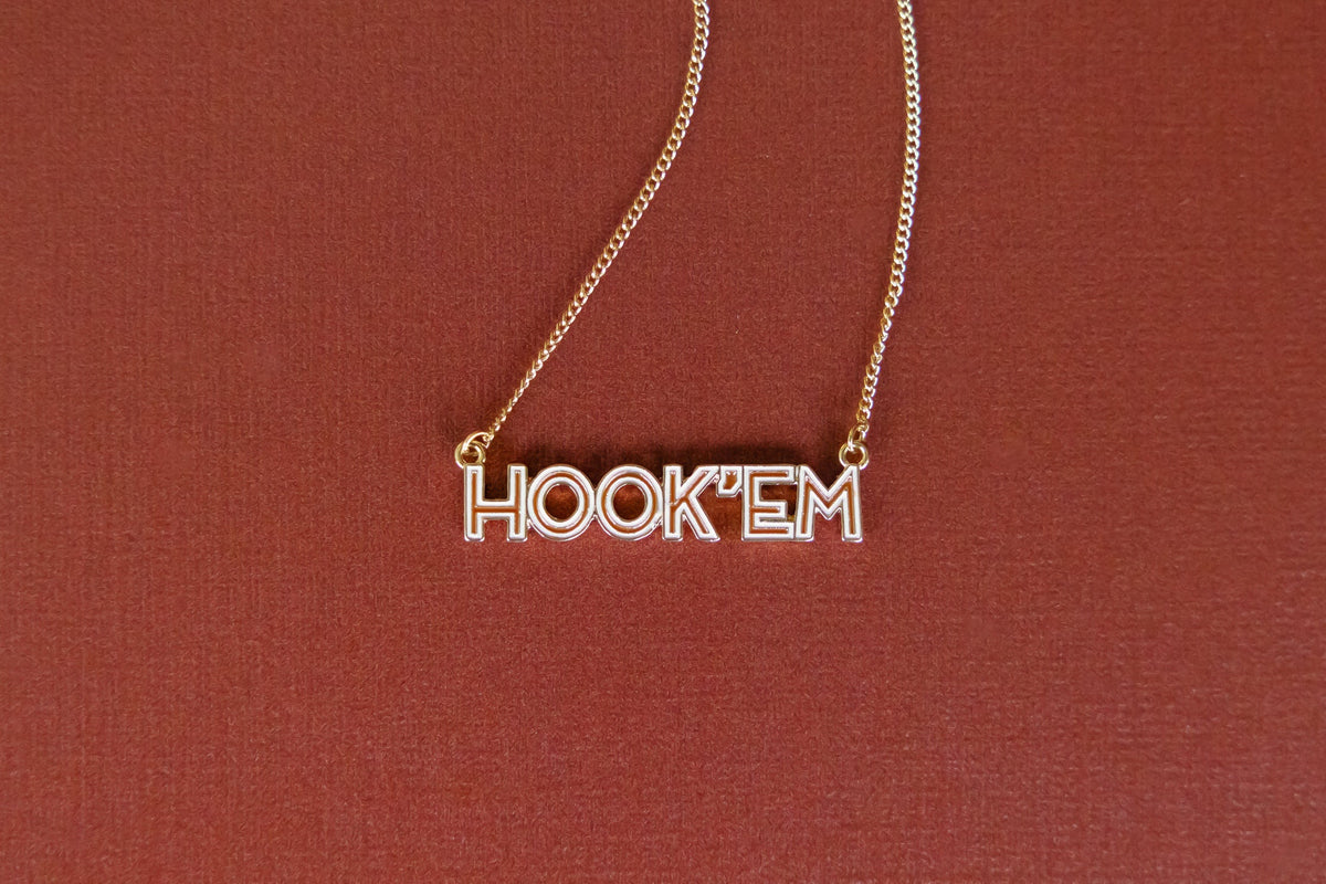 “Hook ’Em” Enamel Necklace