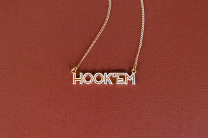 “Hook ’Em” Enamel Necklace