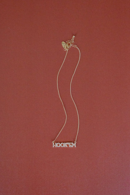 “Hook ’Em” Enamel Necklace