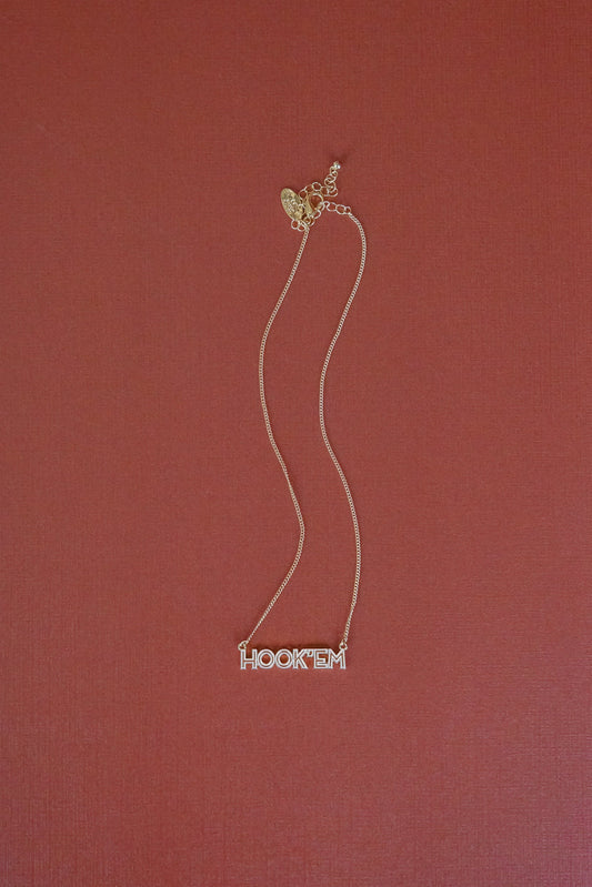 “Hook ’Em” Enamel Necklace