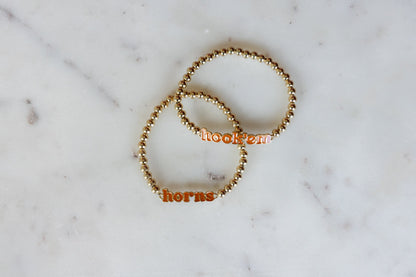 “Hook ’Em Horns” Gold Beaded Bracelet Set