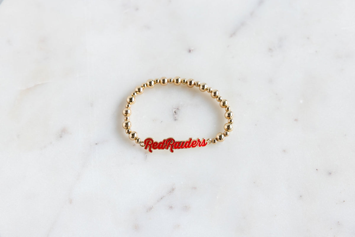 Red Raiders Gold Beaded Bracelet