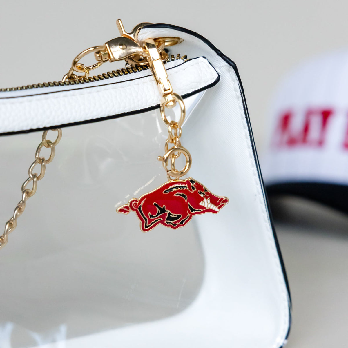Collegiate Enamel Bag Charm - Arkansas