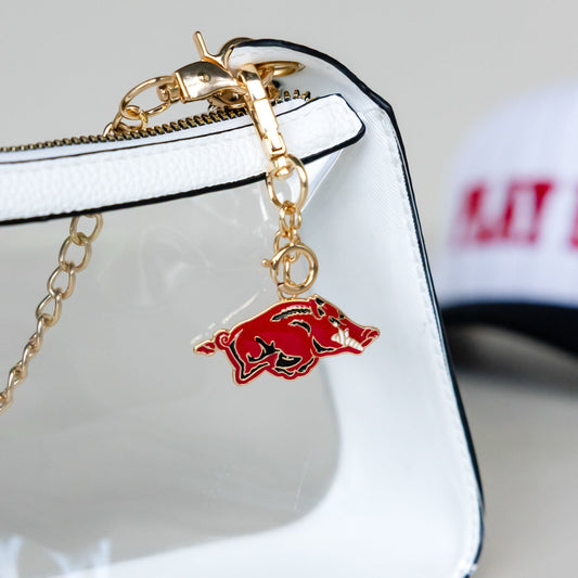 Collegiate Enamel Bag Charm - Arkansas