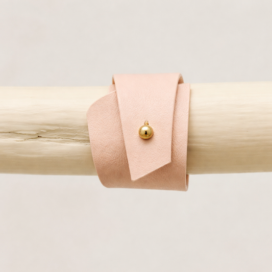 Pink Leather Wrap Bracelet