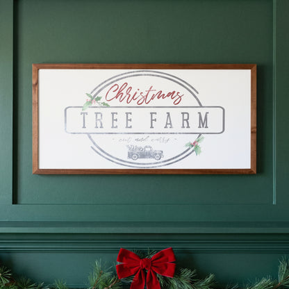 Christmas Tree Farm framed art, Stain frame, XL, detail photo