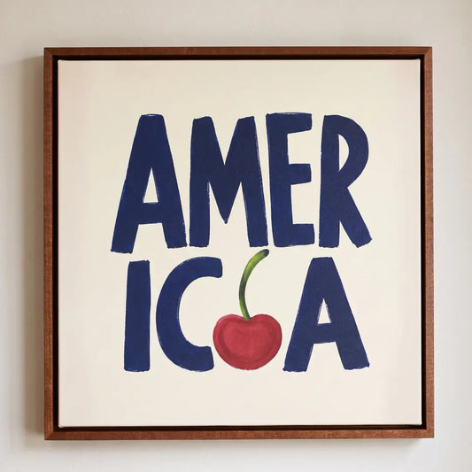 All American framed wrapped canvas in a Stained frame