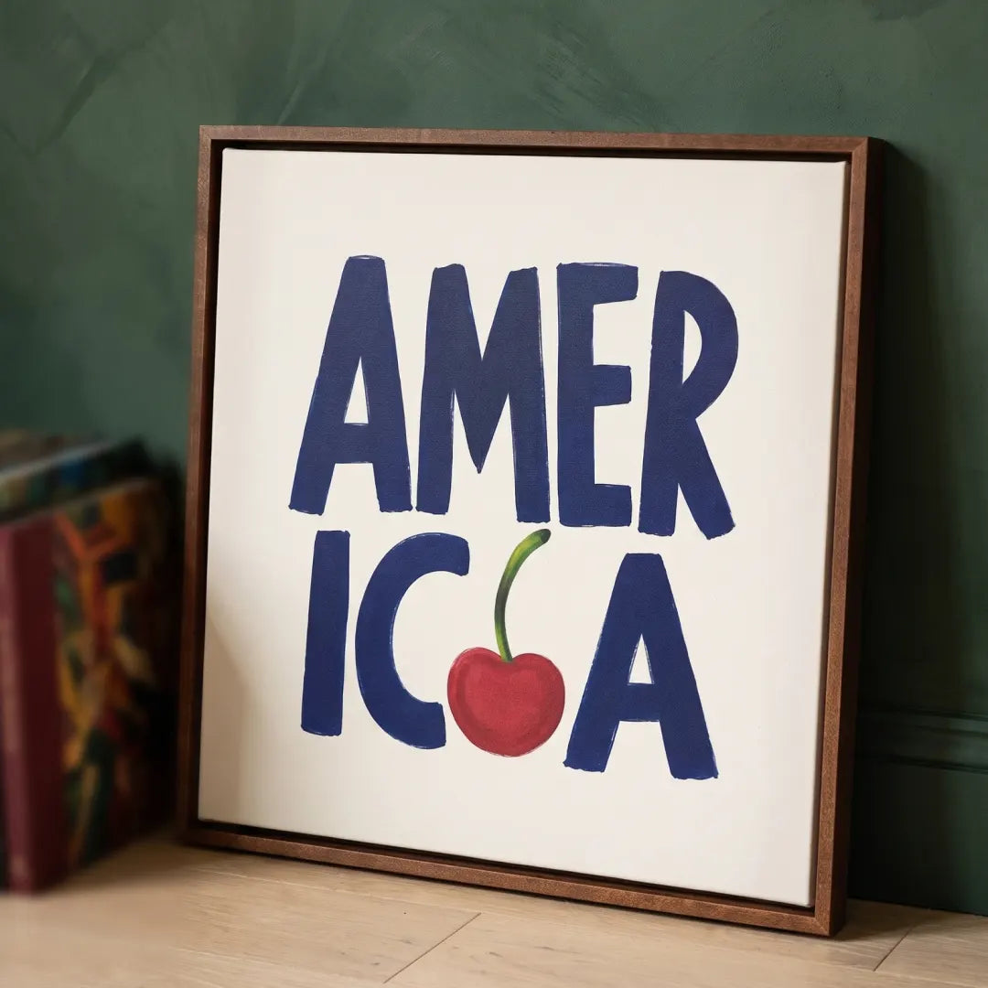 All American framed wrapped canvas frame corner detail