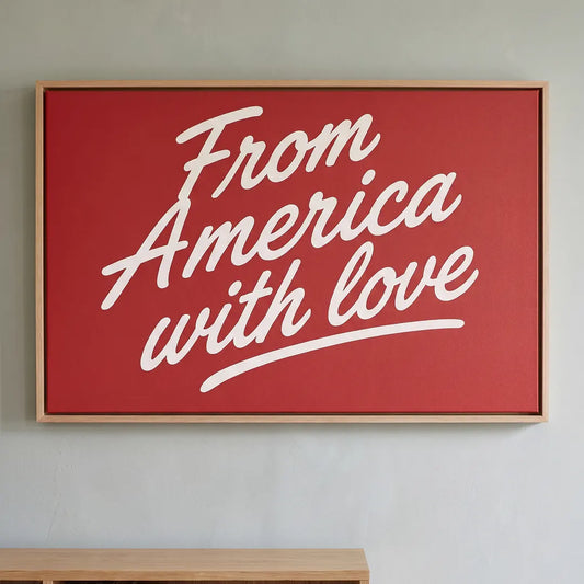 From America with Love framed wrapped canvas in an Almond frame