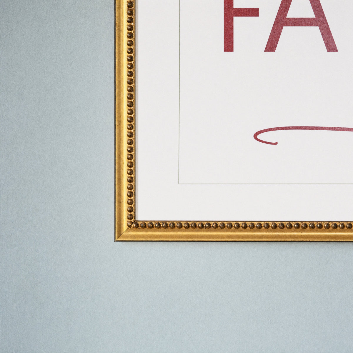 Fa-La-La-La-La framed art, Urban Gold Leaf frame, L, frame close-up
