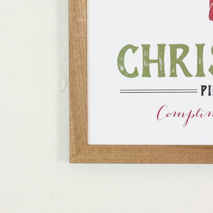 Farm Fresh Christmas Trees framed art, Almond frame, M, frame close-up