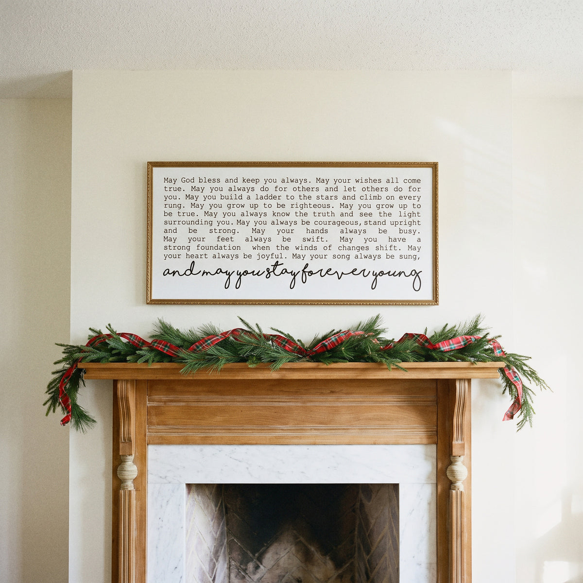 Forever Young framed art, Frosted Gold frame, XL, lifestyle photo