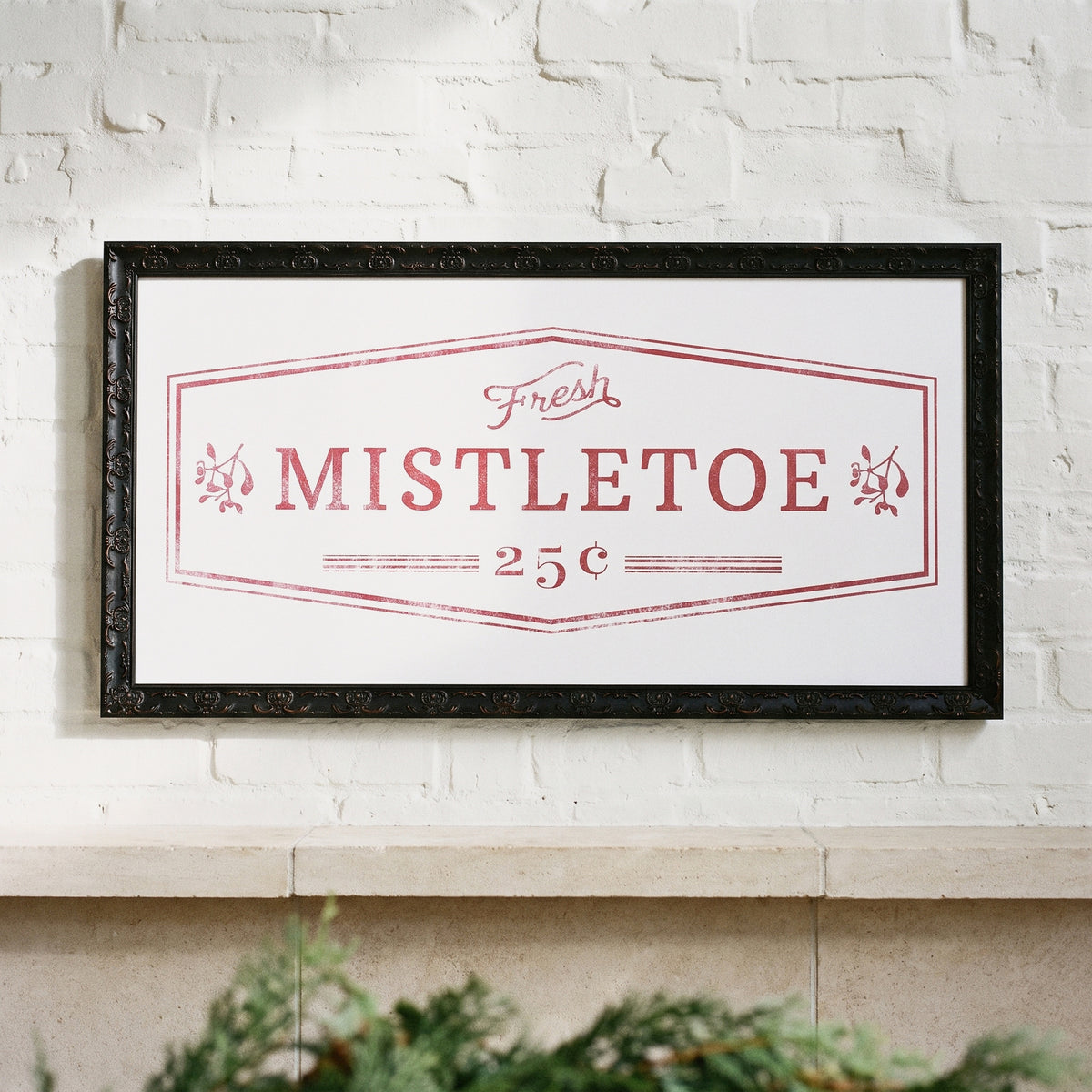 Fresh Mistletoe framed art, Country Rustic Black frame, XL, detail photo